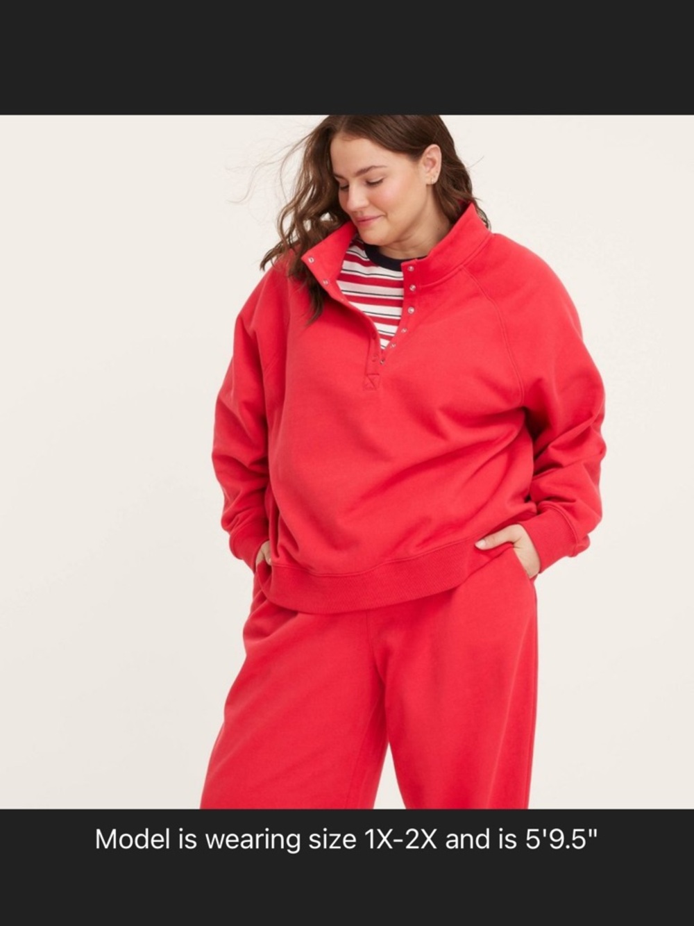 PARKE X target Cozy Red Snap-Button Pullover Sweatshirt S/M